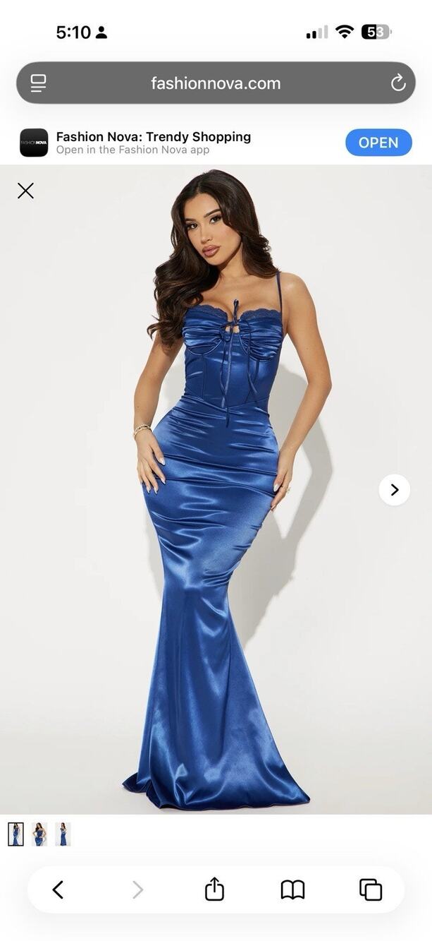 Gemma Satin Maxi Dress - Navy Size: XL